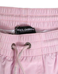 Dolce & Gabbana Pink Nylon Logo Side Stripe Beachwear Men Swimwear - IT4 | S