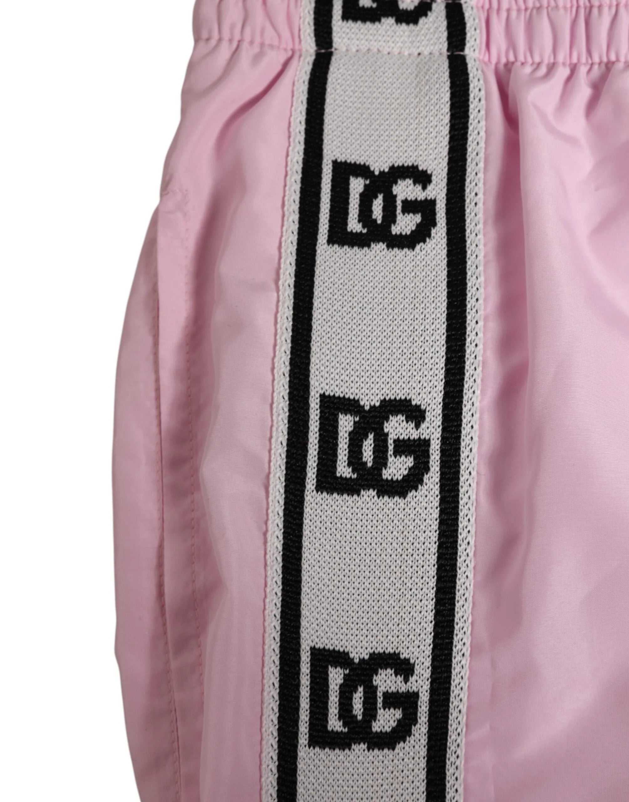 Dolce & Gabbana Pink Nylon Logo Side Stripe Beachwear Men Swimwear - IT4 | S