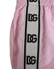 Dolce & Gabbana Pink Nylon Logo Side Stripe Beachwear Men Swimwear - IT4 | S
