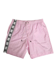Dolce & Gabbana Pink Nylon Logo Side Stripe Beachwear Men Swimwear - IT4 | S