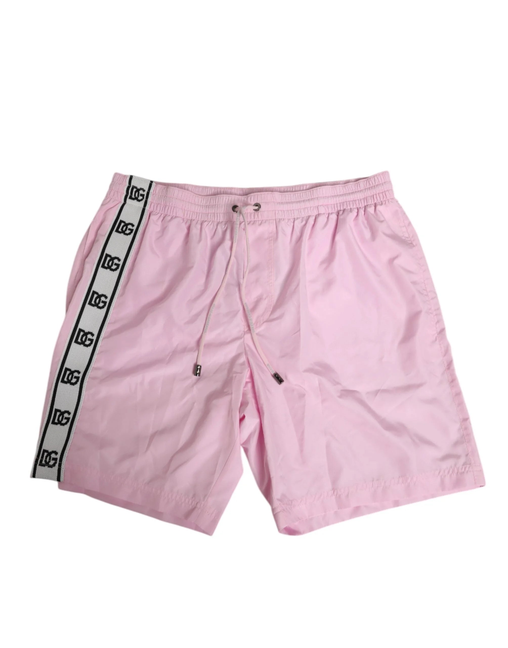 Dolce & Gabbana Pink Nylon Logo Side Stripe Beachwear Men Swimwear - IT4 | S