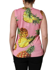 Dolce & Gabbana Pink Pineapple Roundneck Sleeveless Tank Top - IT46|XL