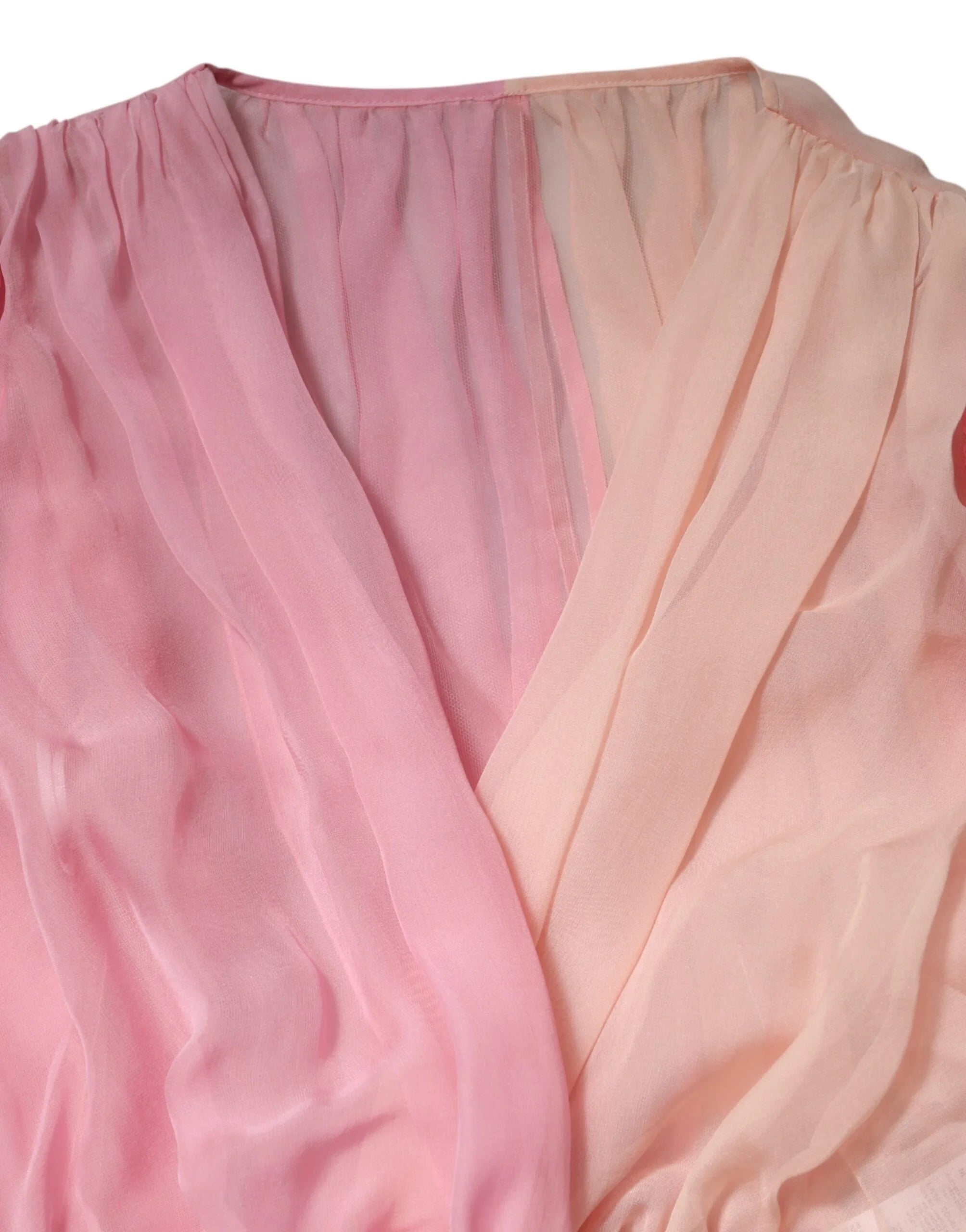 Dolce & Gabbana Pink Plunging V-neck Long Sleeves Blouse Top - IT40|S