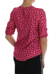 Dolce & Gabbana Pink Polka Dotted Silk Blouse - Blouses