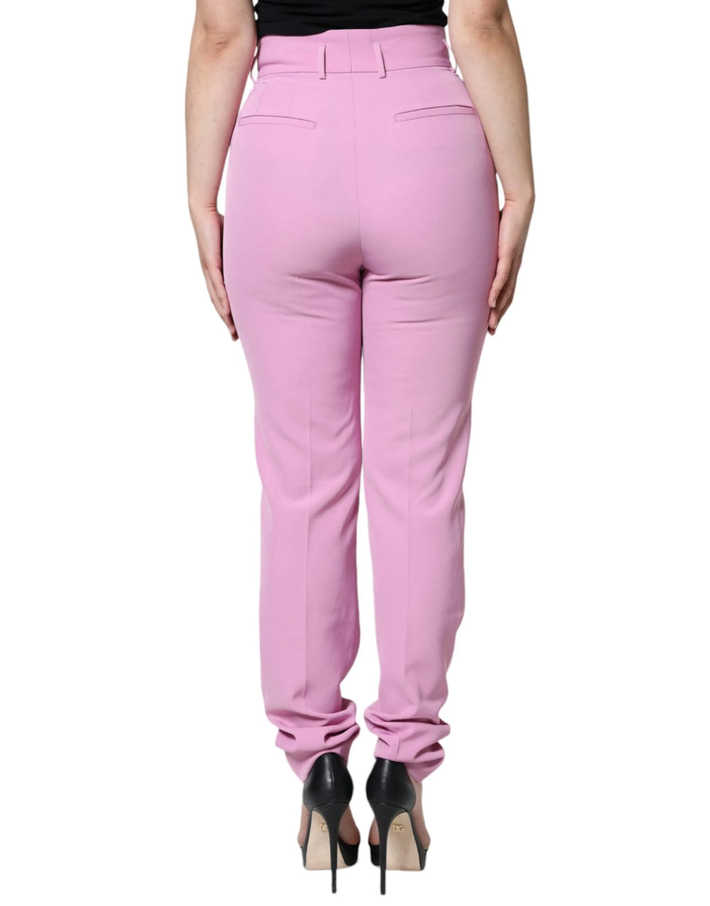 Dolce & Gabbana Pink Polyester High Waist Women Tapered Pants - IT42|M - Trousers
