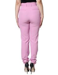 Dolce & Gabbana Pink Polyester High Waist Women Tapered Pants - IT42|M - Trousers