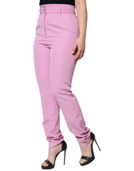 Dolce & Gabbana Pink Polyester High Waist Women Tapered Pants - IT42|M - Trousers