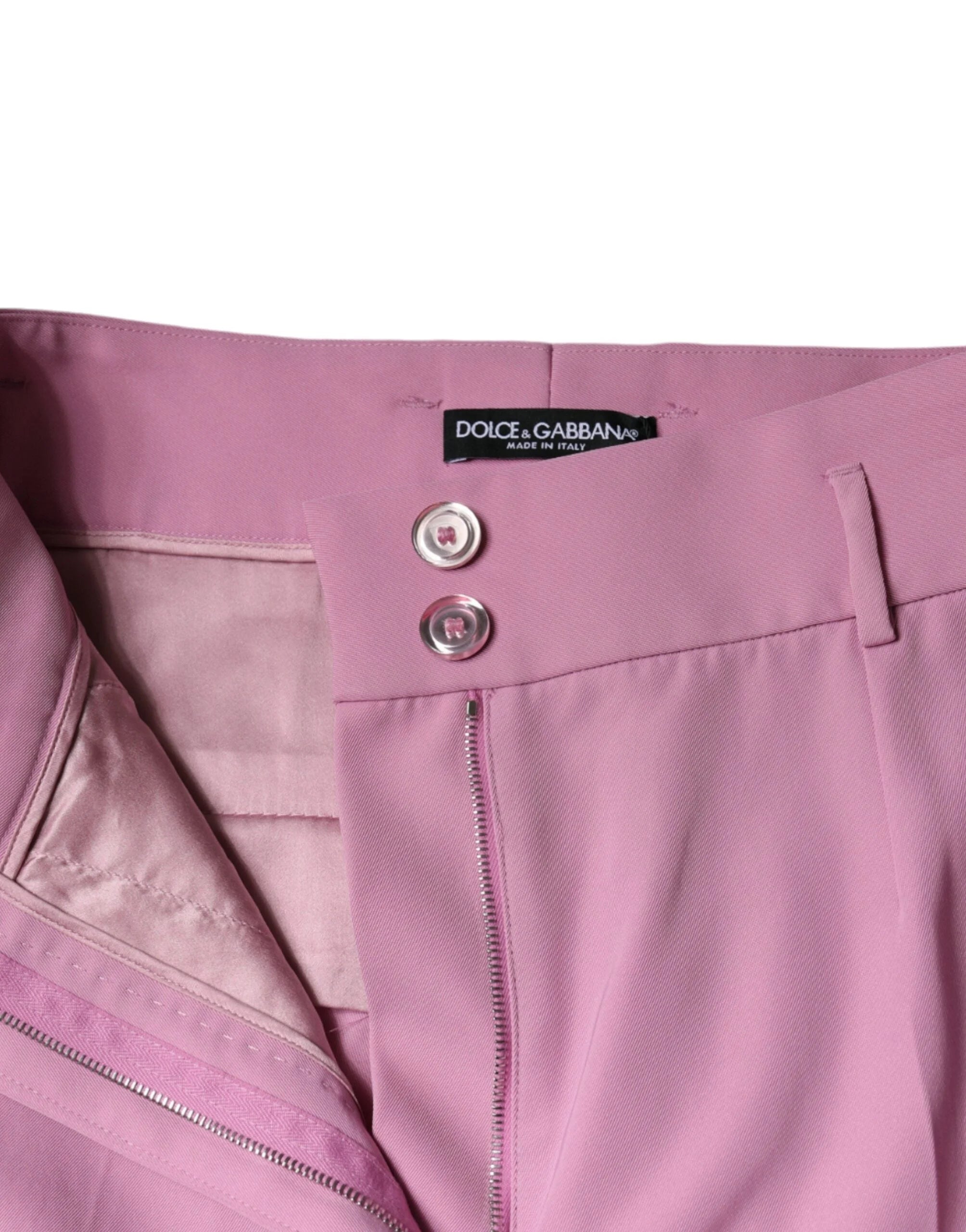 Dolce & Gabbana Pink Polyester High Waist Women Tapered Pants - IT42|M - Trousers