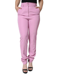 Dolce & Gabbana Pink Polyester High Waist Women Tapered Pants - IT42|M - Trousers