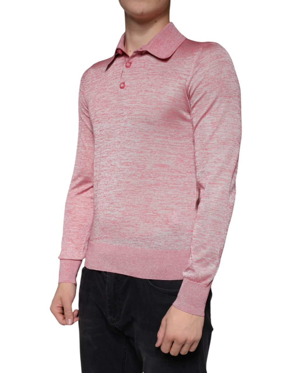 Dolce & Gabbana Pink Polyester Long Sleeve Men Polo T-shirt - IT44 | XS - Polos