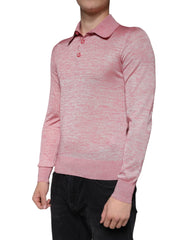 Dolce & Gabbana Pink Polyester Long Sleeve Men Polo T-shirt - IT44 | XS - Polos