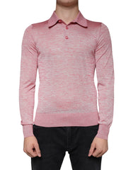 Dolce & Gabbana Pink Polyester Long Sleeve Men Polo T-shirt - IT44 | XS - Polos