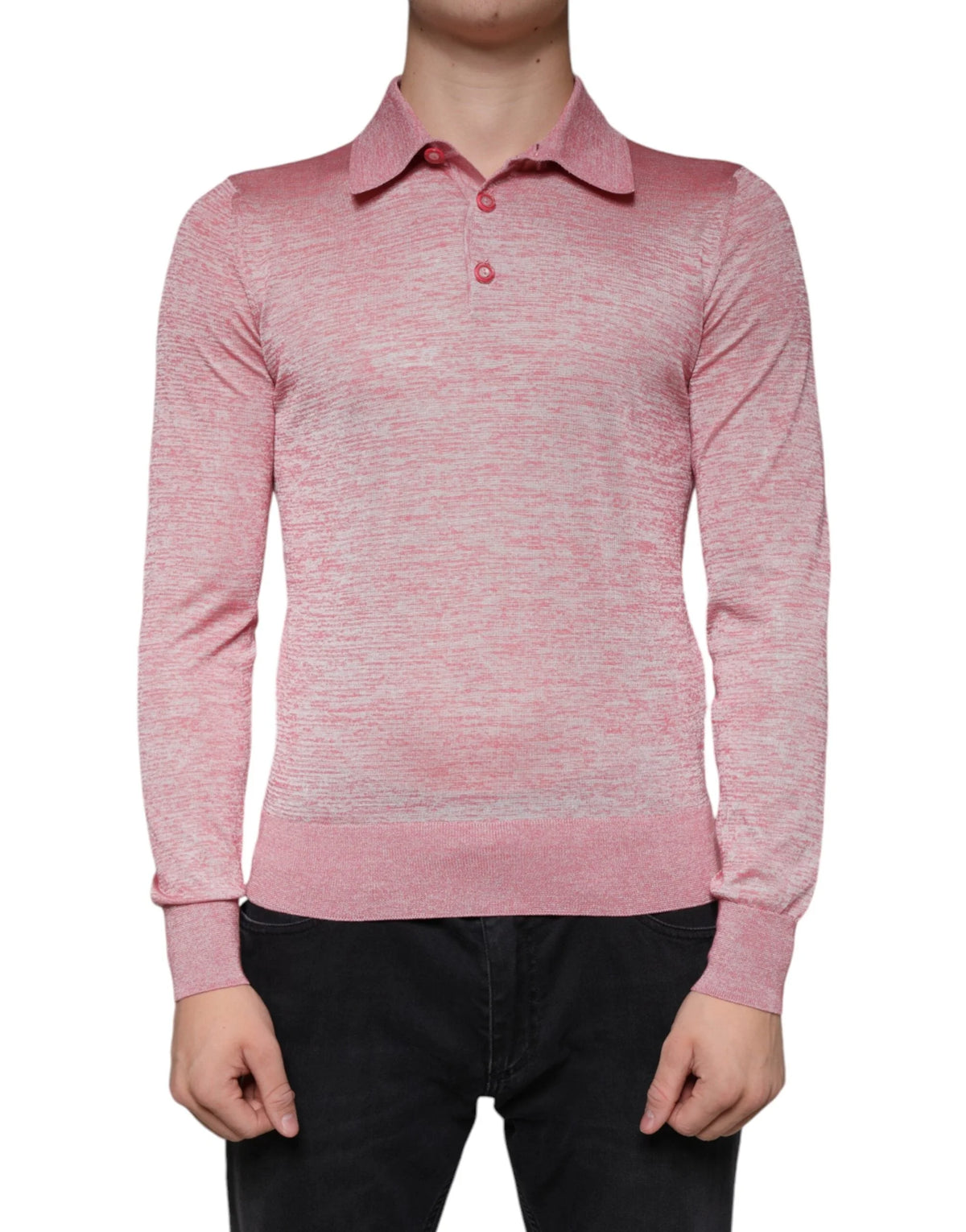 Dolce & Gabbana Pink Polyester Long Sleeve Men Polo T-shirt - IT44 | XS - Polos