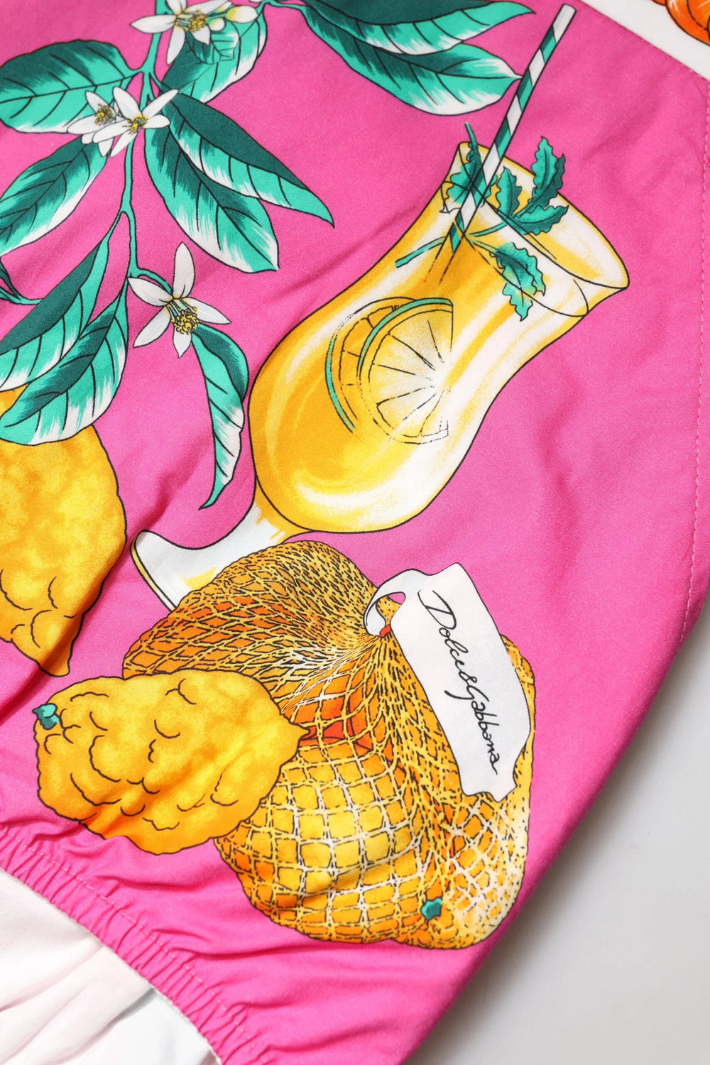 Dolce & Gabbana Pink Printed High Waist Hot Pants Shorts - Short Trousers