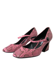 Dolce & Gabbana Pink Python Leather Mary Jane Heels Shoes - EU39/US8.5