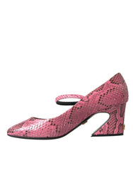 Dolce & Gabbana Pink Python Leather Mary Jane Heels Shoes - EU39/US8.5
