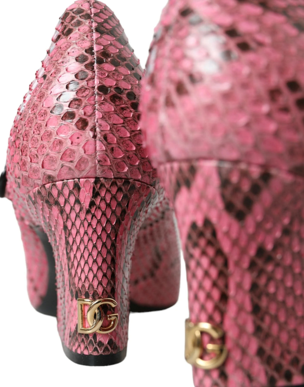 Dolce & Gabbana Pink Python Leather Mary Jane Heels Shoes - EU39/US8.5