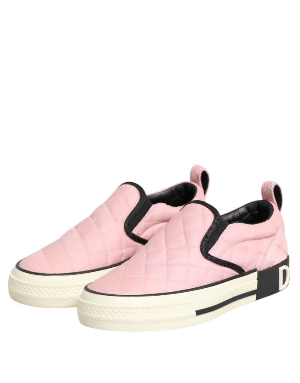 Dolce & Gabbana Pink Quilted Nylon Slip-On Sneaker Shoes - Sneakers