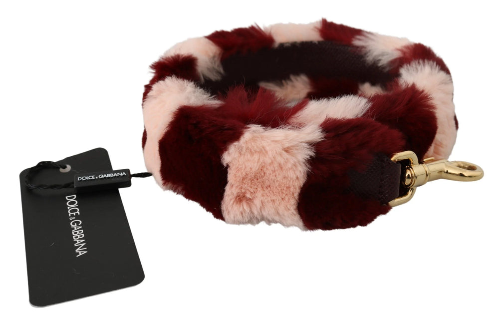 Dolce & Gabbana Pink Red Lapin Fur Accessory Shoulder Strap - Handbag & Wallet Accessories