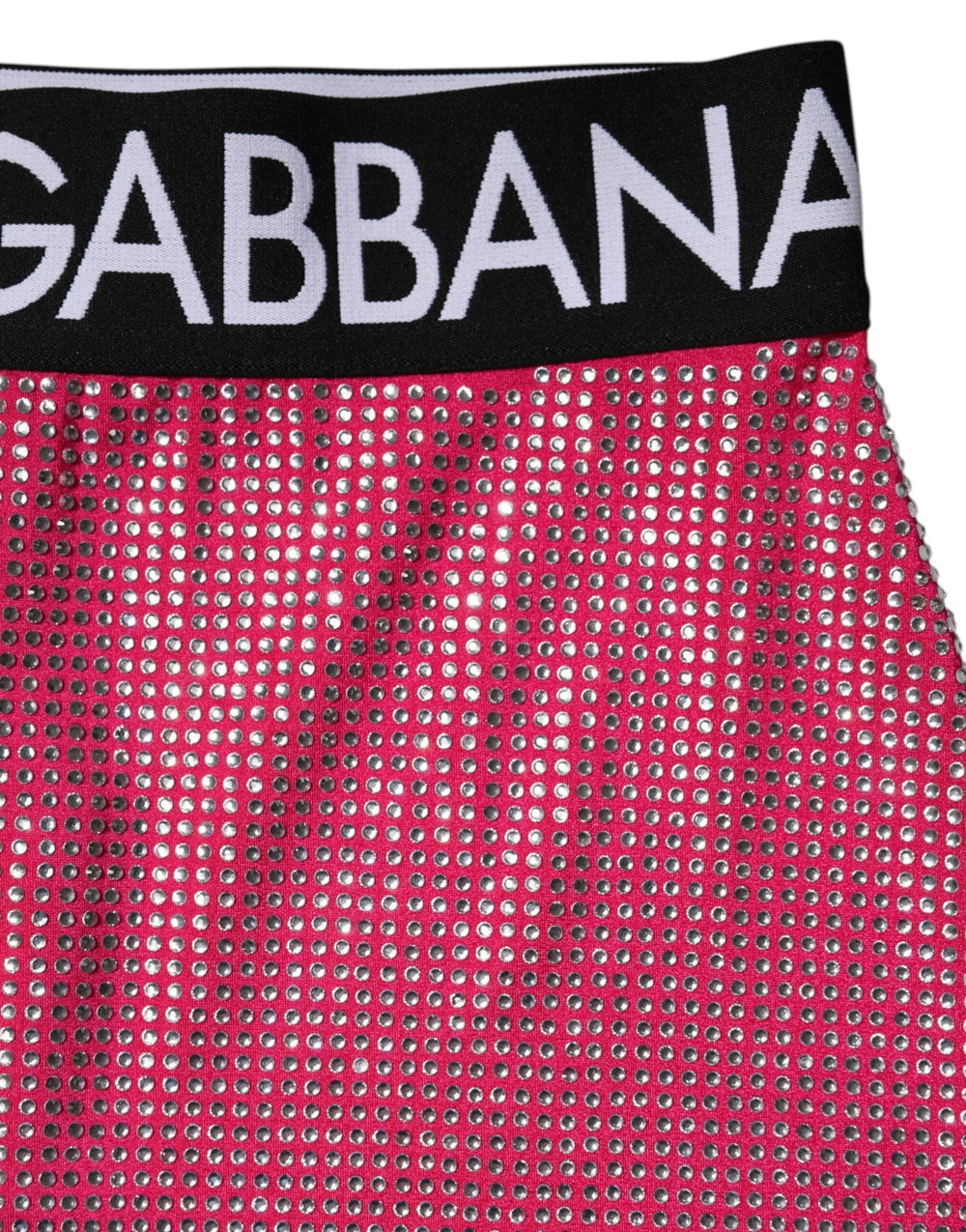 Dolce & Gabbana Pink Rhinestone Embellished Logo Mini Skirt - Skirts