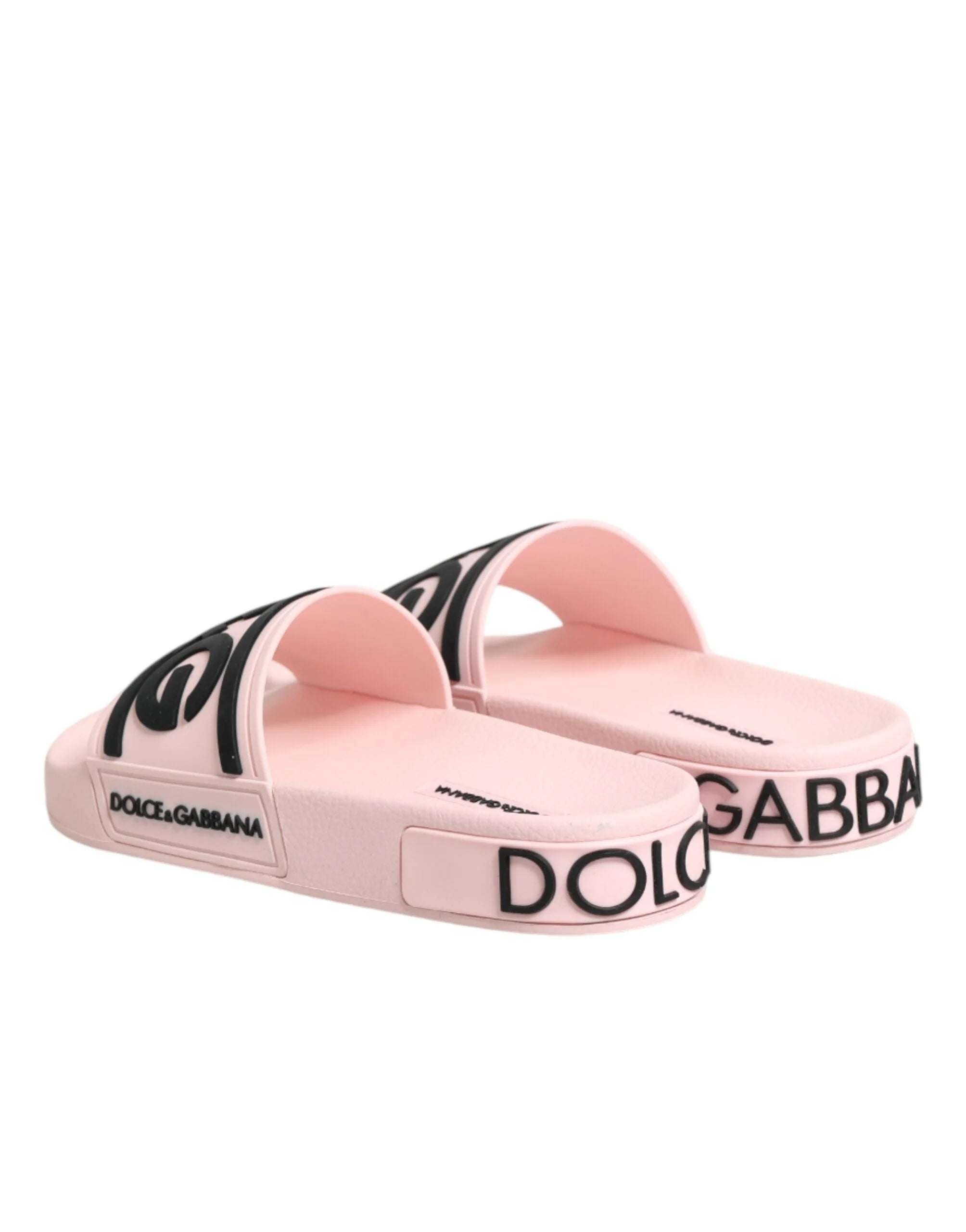 Dolce & Gabbana Pink Rubber Slides Sandals Beachwear Shoes - EU35/US4.5
