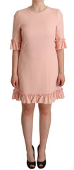 Dolce & Gabbana Pink Ruffled Sleeves Viscose Sheath Dress - IT44|L - Dresses
