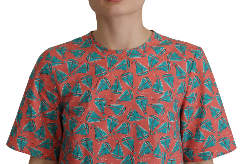 Dolce & Gabbana Pink Sail Boat Print Cotton T-shirt - T-Shirts