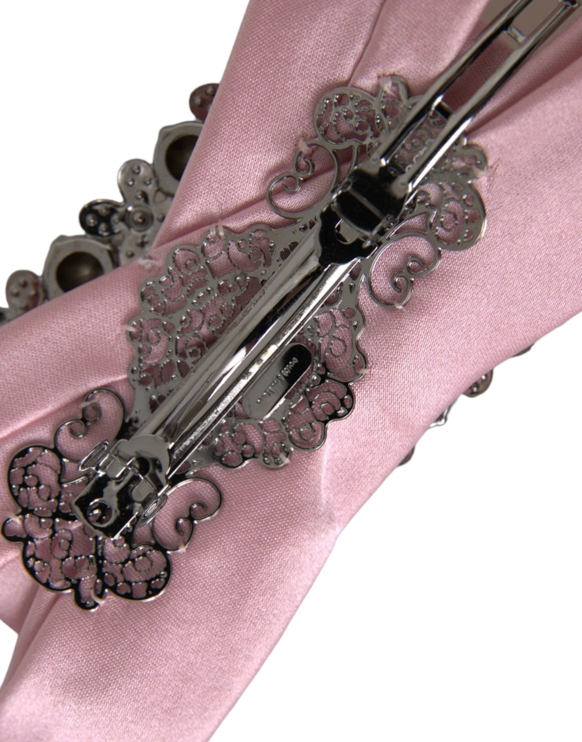 Dolce & Gabbana Pink Satin Crystal Jewelry Brooch Hair Pin - Brooches & Lapel Pins