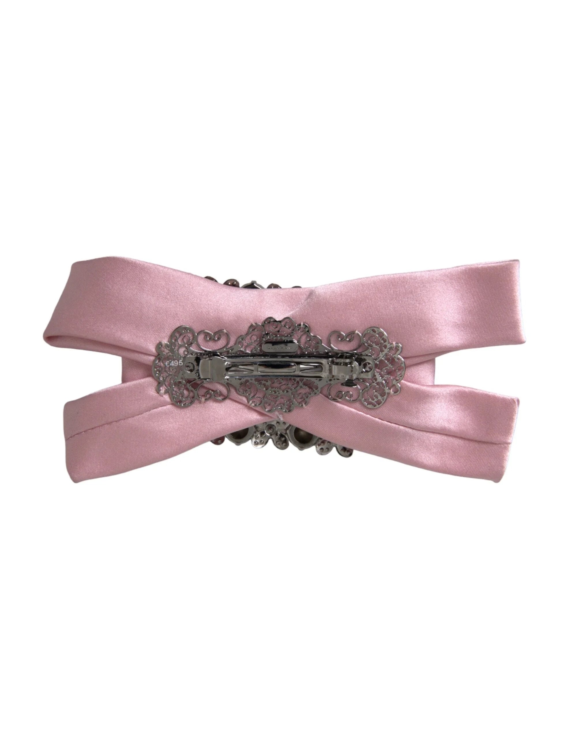 Dolce & Gabbana Pink Satin Crystal Jewelry Brooch Hair Pin - Brooches & Lapel Pins