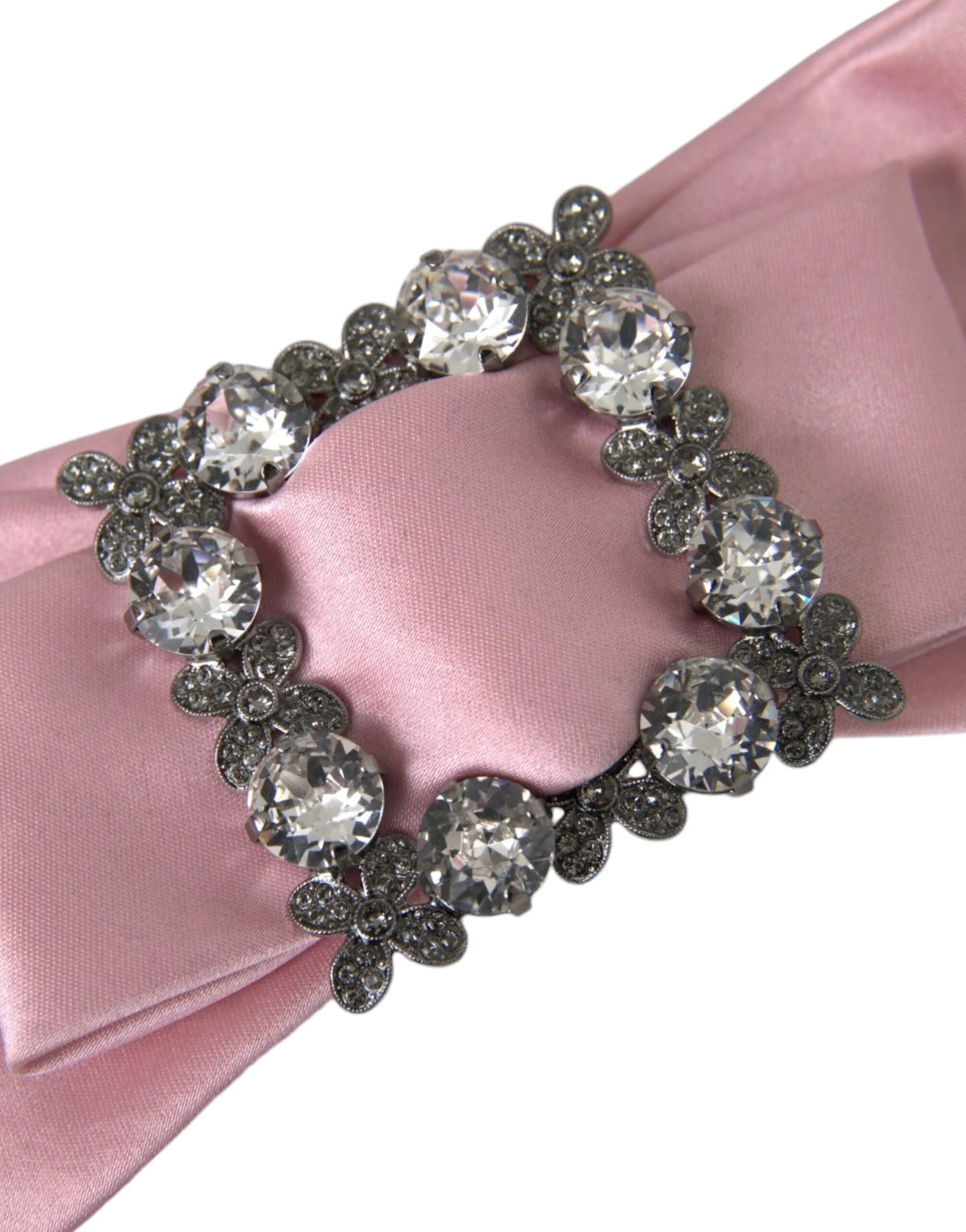 Dolce & Gabbana Pink Satin Crystal Jewelry Brooch Hair Pin - Brooches & Lapel Pins