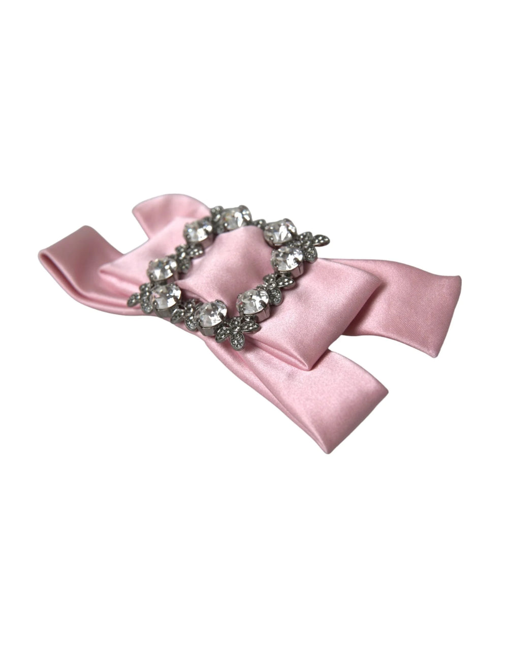Dolce & Gabbana Pink Satin Crystal Jewelry Brooch Hair Pin - Brooches & Lapel Pins