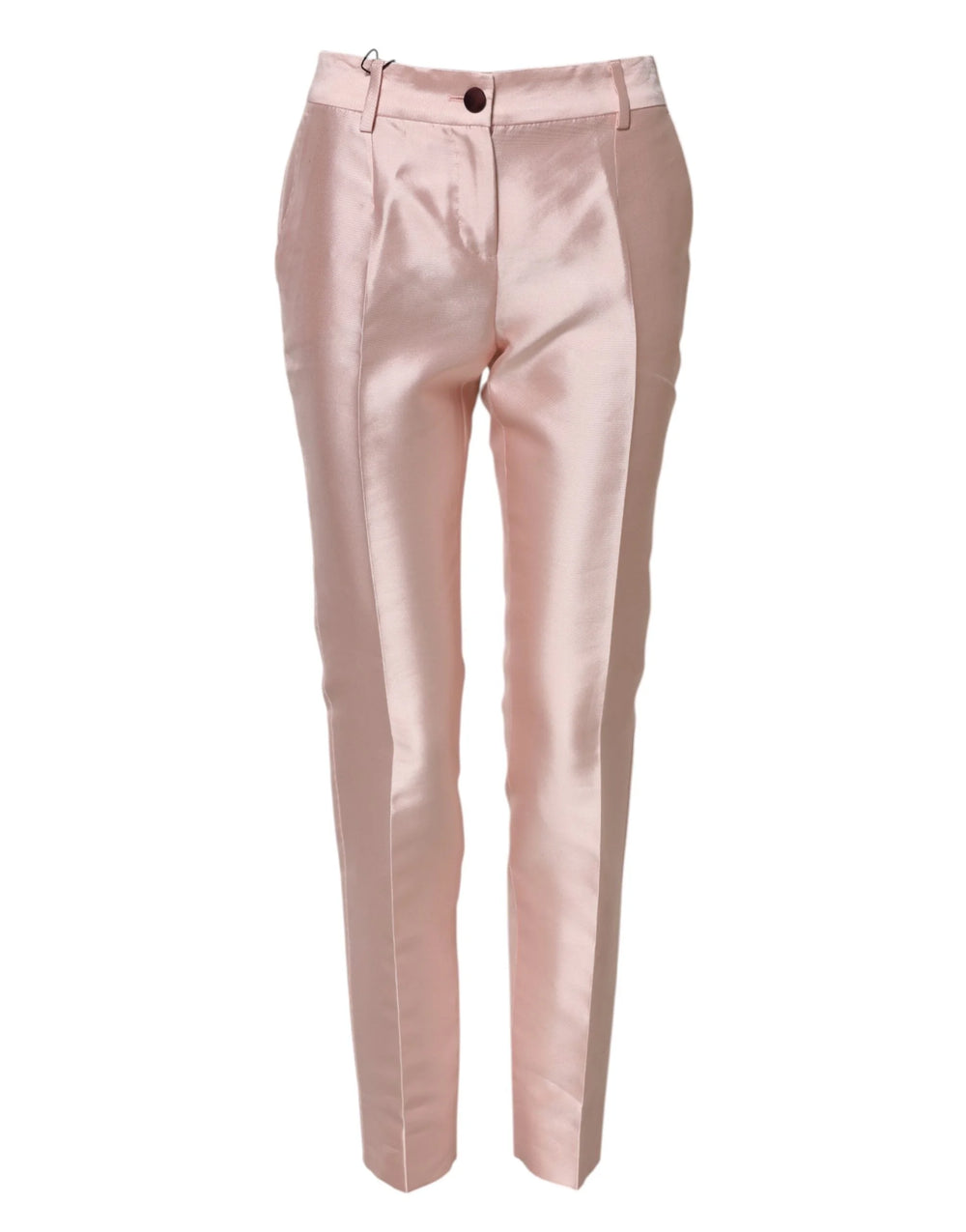Dolce & Gabbana Pink Satin High Waist Tapered Pants - IT36|XXS - Trousers
