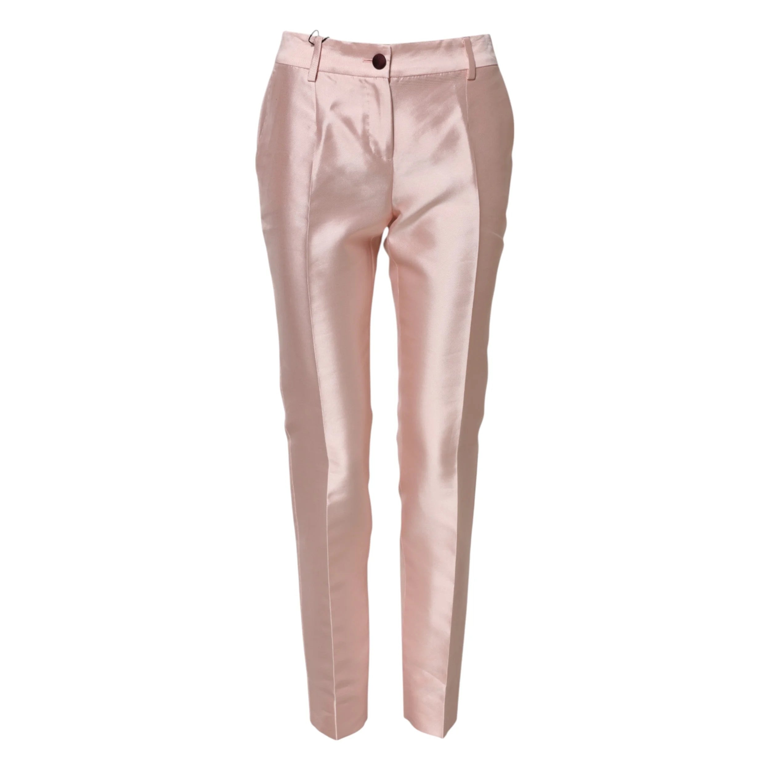 Dolce & Gabbana Pink Satin High Waist Tapered Pants - IT36|XXS - Trousers