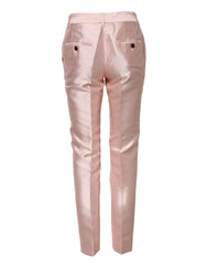 Dolce & Gabbana Pink Satin High Waist Tapered Pants - IT36|XXS - Trousers