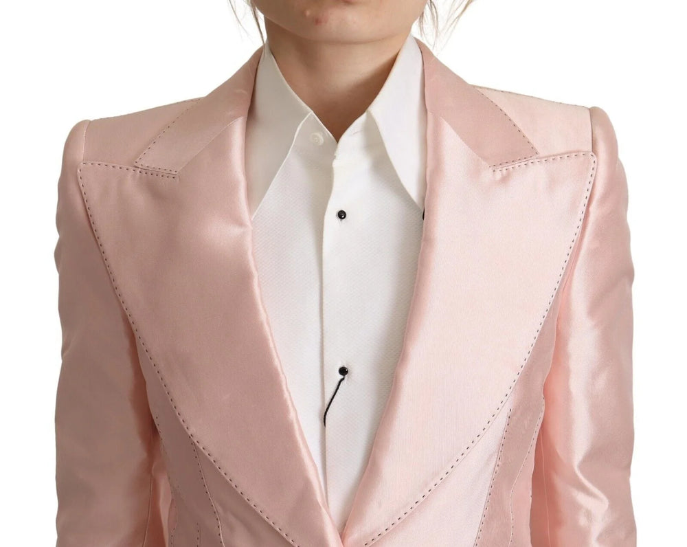 Dolce & Gabbana Pink Satin Long Sleeves Blazer Coat Jacket - IT36 | XS - Coats & Jackets