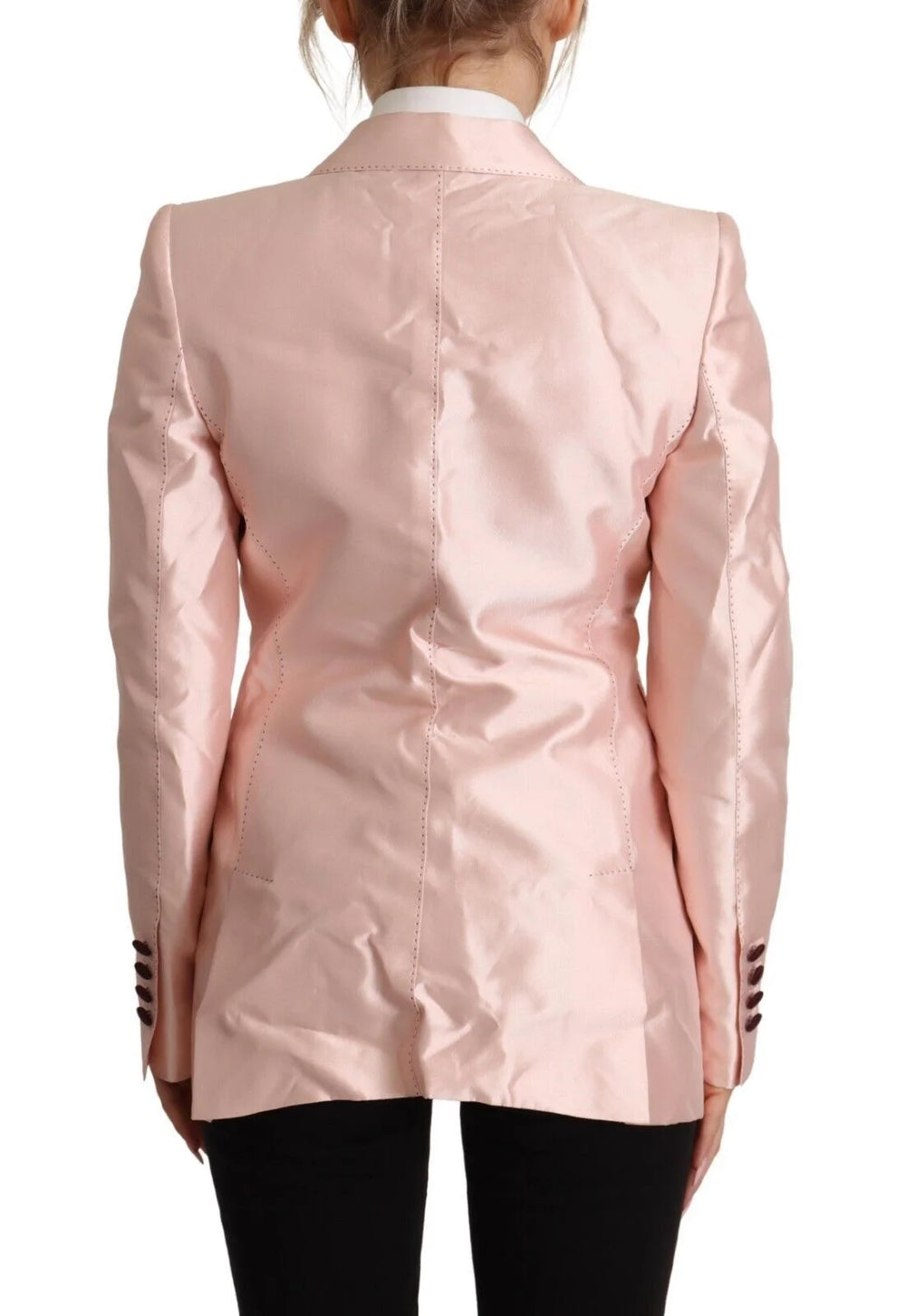 Dolce & Gabbana Pink Satin Long Sleeves Blazer Coat Jacket - IT36 | XS - Coats & Jackets