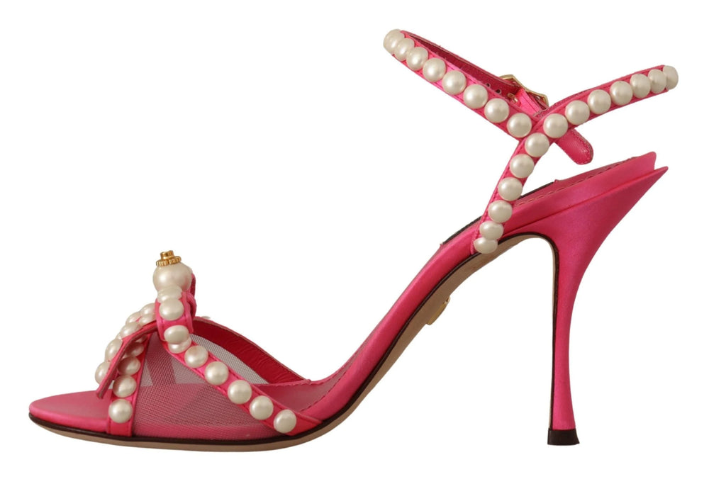 Dolce & Gabbana Pink Satin White Pearl Crystals Heels Shoes - EU35/US4.5 - Heels