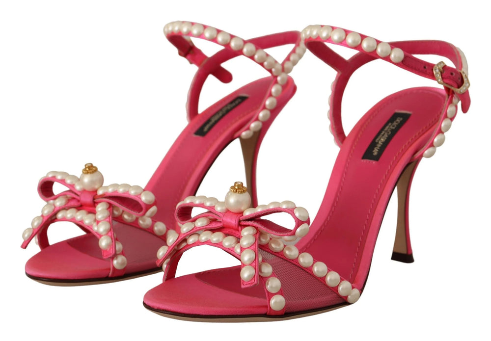 Dolce & Gabbana Pink Satin White Pearl Crystals Heels Shoes - EU35/US4.5 - Heels