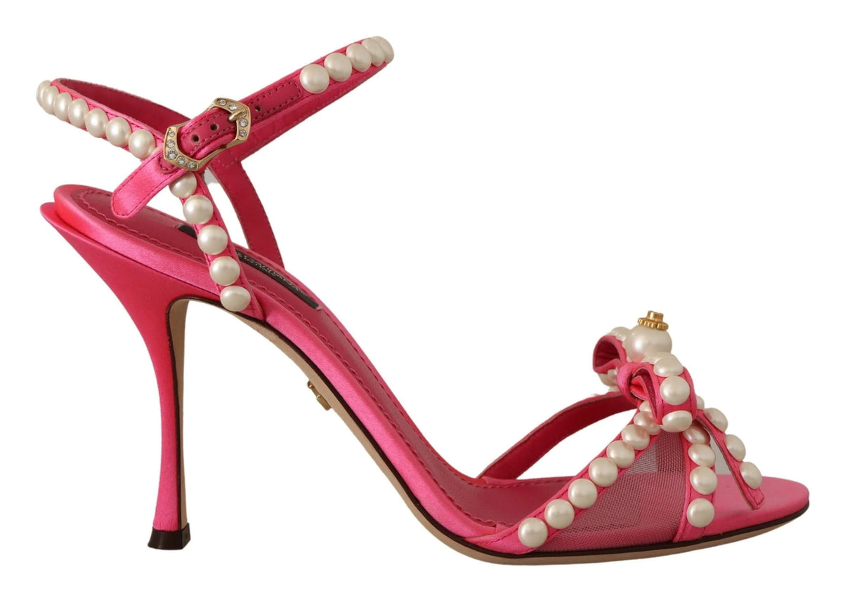 Dolce & Gabbana Pink Satin White Pearl Crystals Heels Shoes - EU35/US4.5 - Heels
