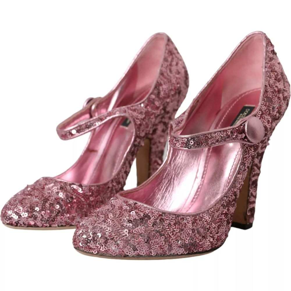Dolce & Gabbana Pink Sequin Mary Jane Pumps High Heels Shoes - EU39/US8.5 - Heels