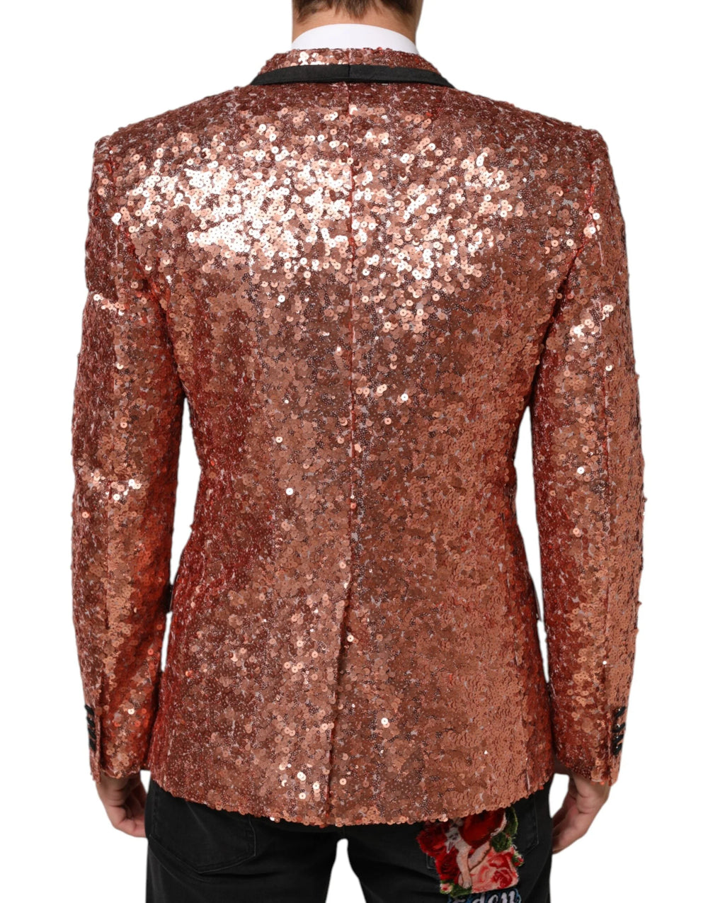 Dolce & Gabbana Pink Sequin SICILIA 1 Button Men Suit Blazer - Sport Jackets