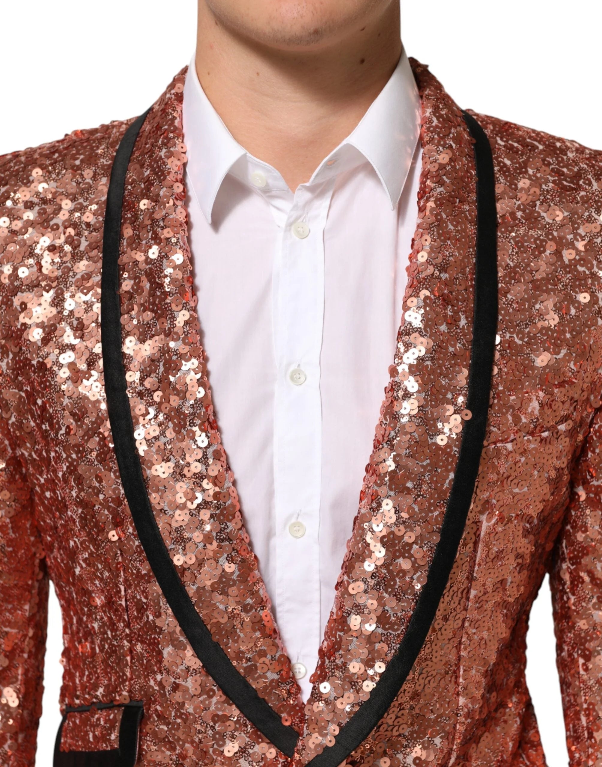 Dolce & Gabbana Pink Sequin SICILIA 1 Button Men Suit Blazer - Sport Jackets