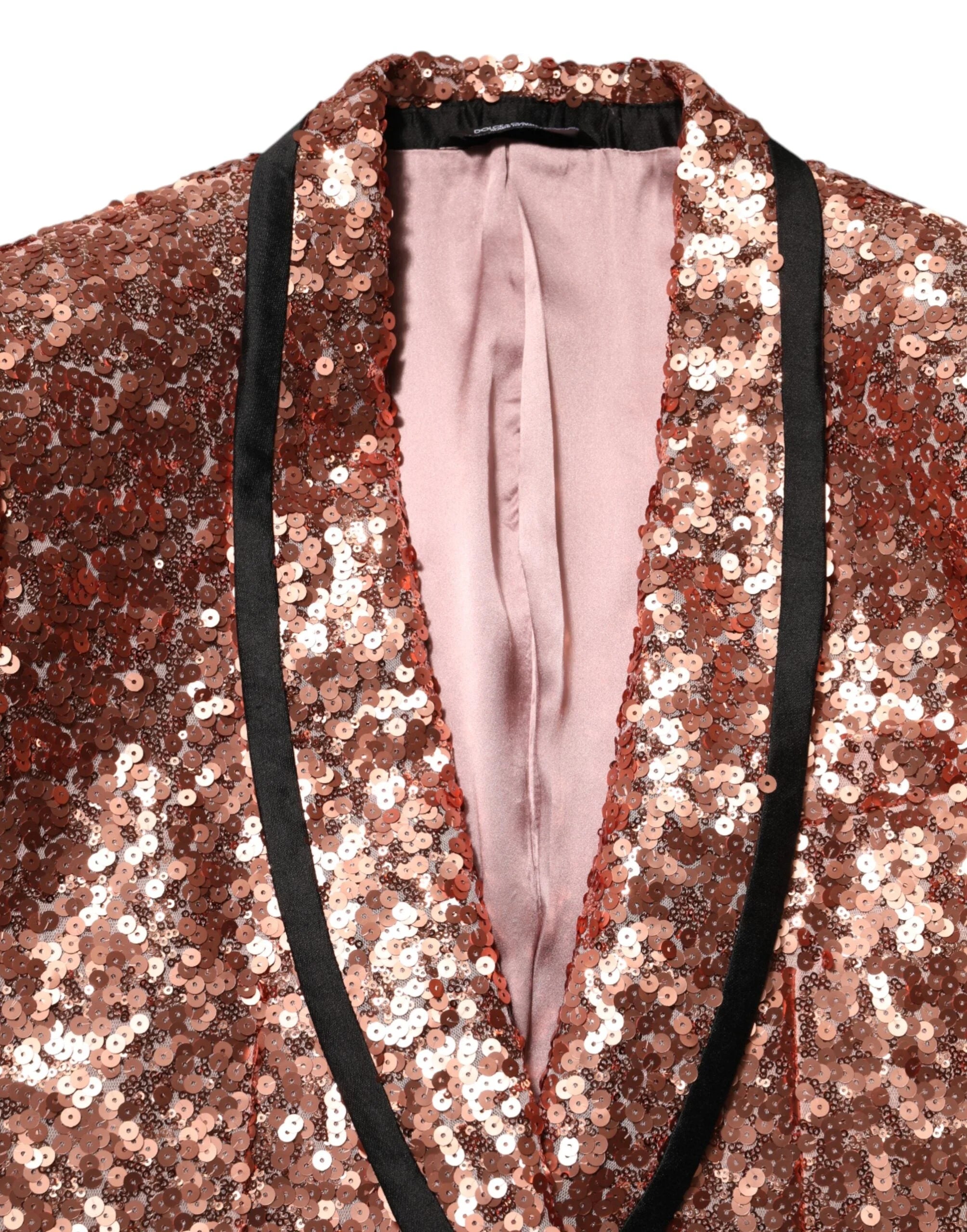Dolce & Gabbana Pink Sequin SICILIA 1 Button Men Suit Blazer - Sport Jackets