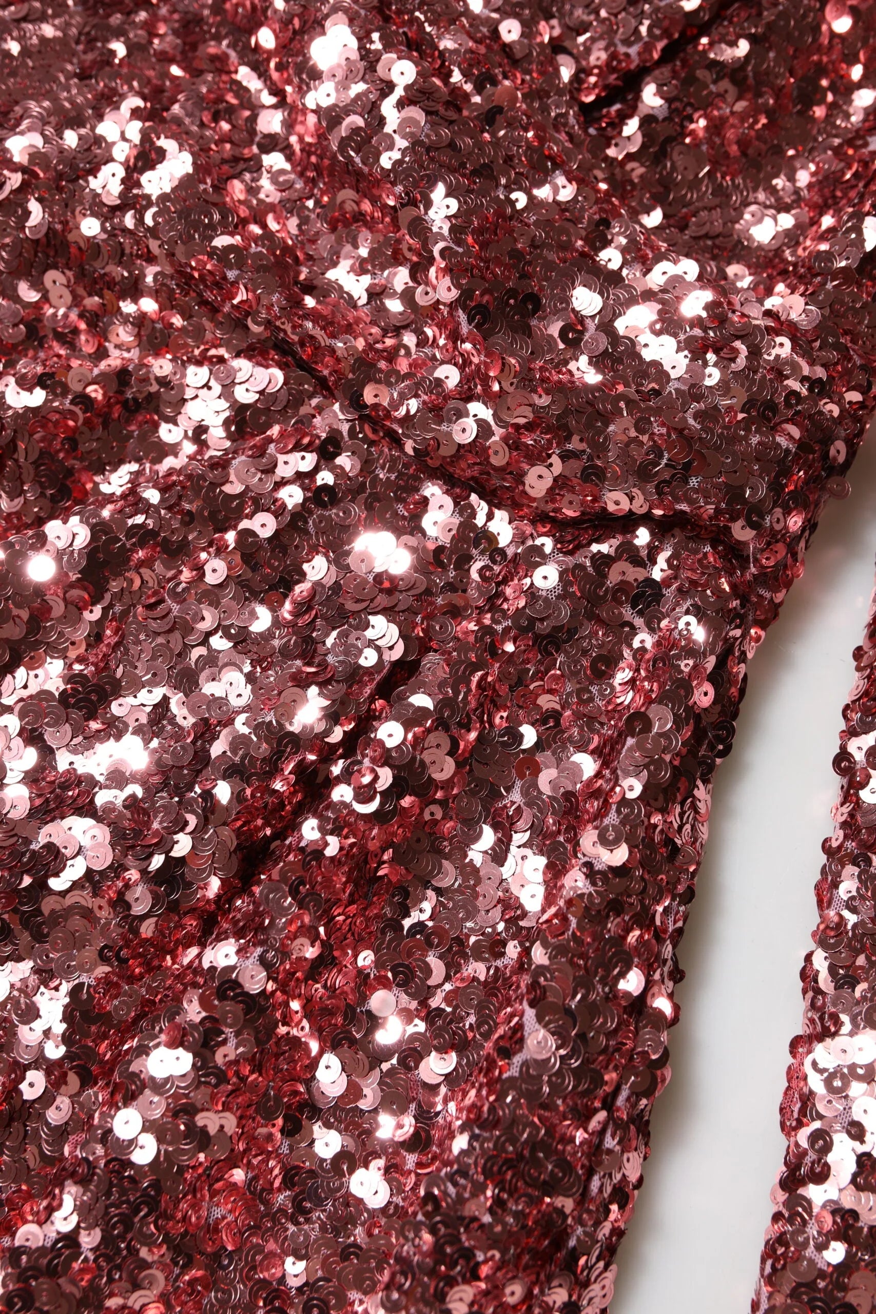 Dolce & Gabbana Pink Sequin Statement Nylon Midi V-Neck Dress - IT40|S - Dresses