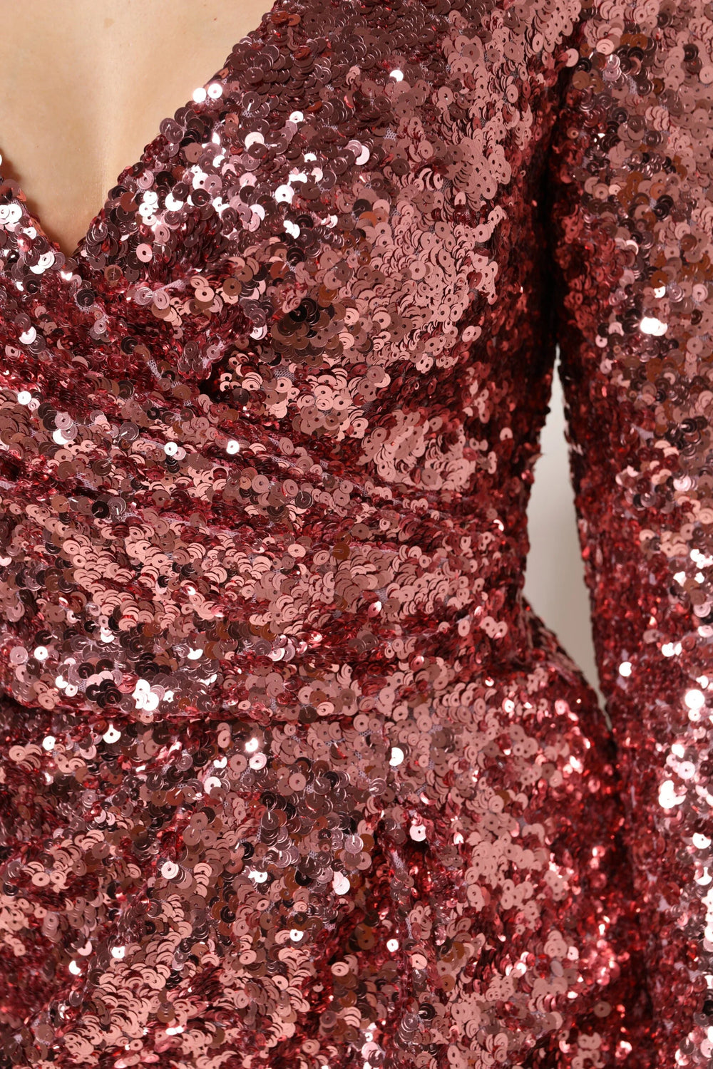 Dolce & Gabbana Pink Sequin Statement Nylon Midi V-Neck Dress - IT40|S - Dresses