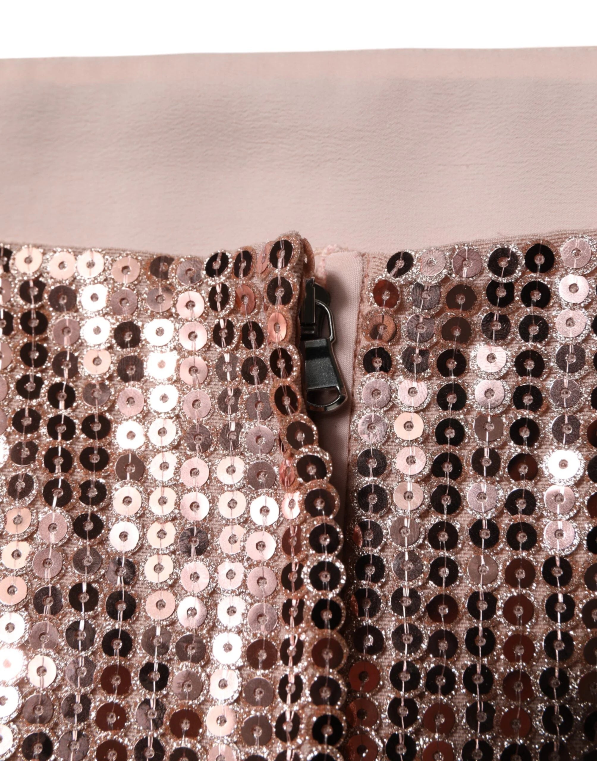 Dolce & Gabbana Pink Sequined Nylon Sleeveless Cropped Top - IT40|S - Tank Tops