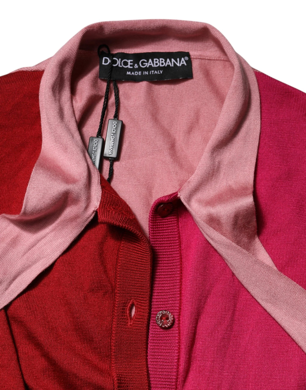 Dolce & Gabbana Pink Short Sleeves Buttoned Ascot Collar Top - IT40|S - Blouses