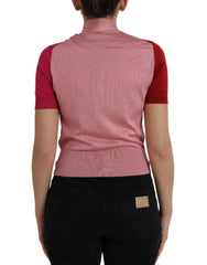 Dolce & Gabbana Pink Short Sleeves Pullover Ascot Collar Top - IT40|S - Blouses