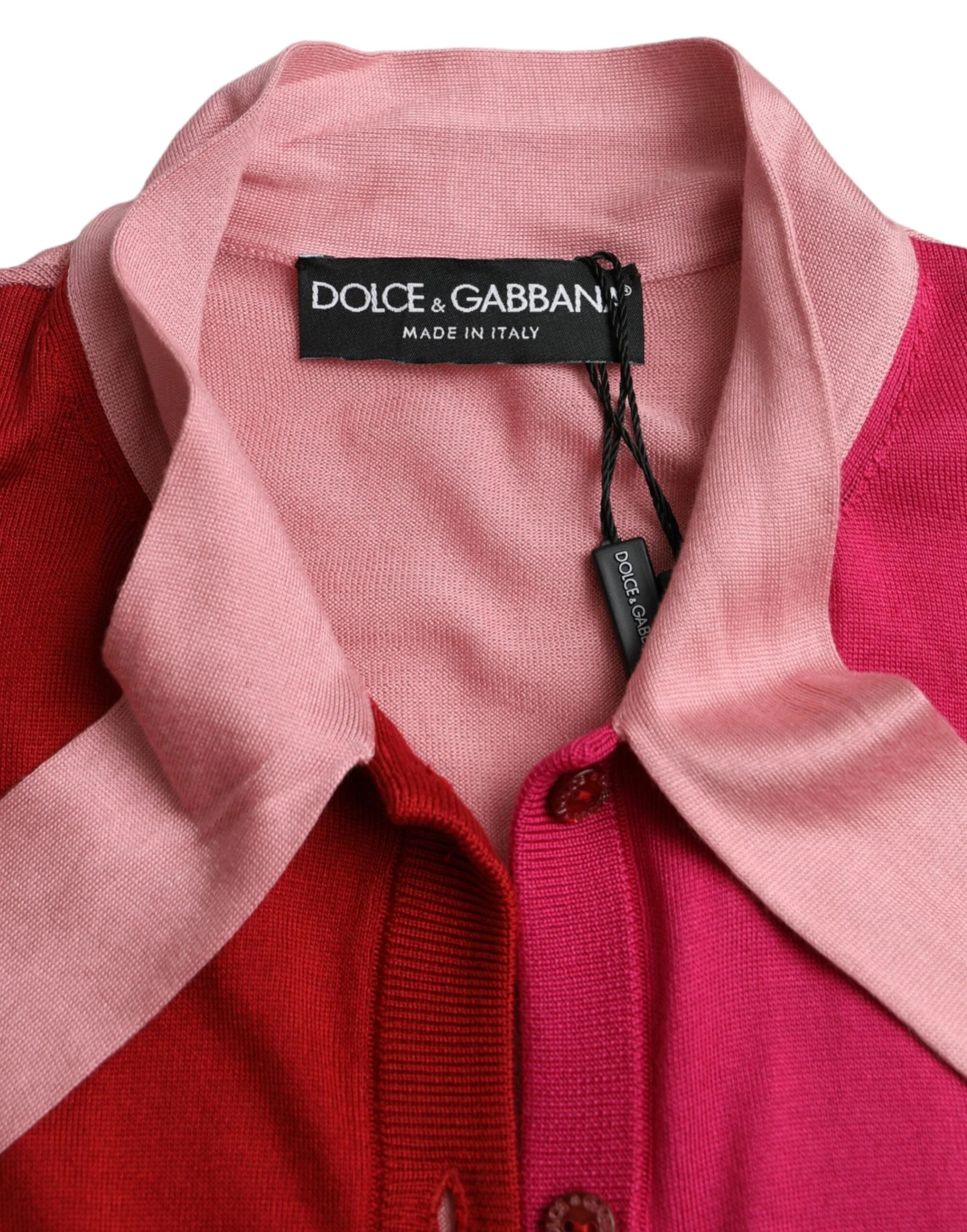 Dolce & Gabbana Pink Short Sleeves Pullover Ascot Collar Top - IT40|S - Blouses