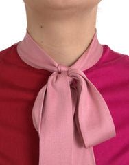 Dolce & Gabbana Pink Short Sleeves Pullover Ascot Collar Top - IT40|S - Blouses